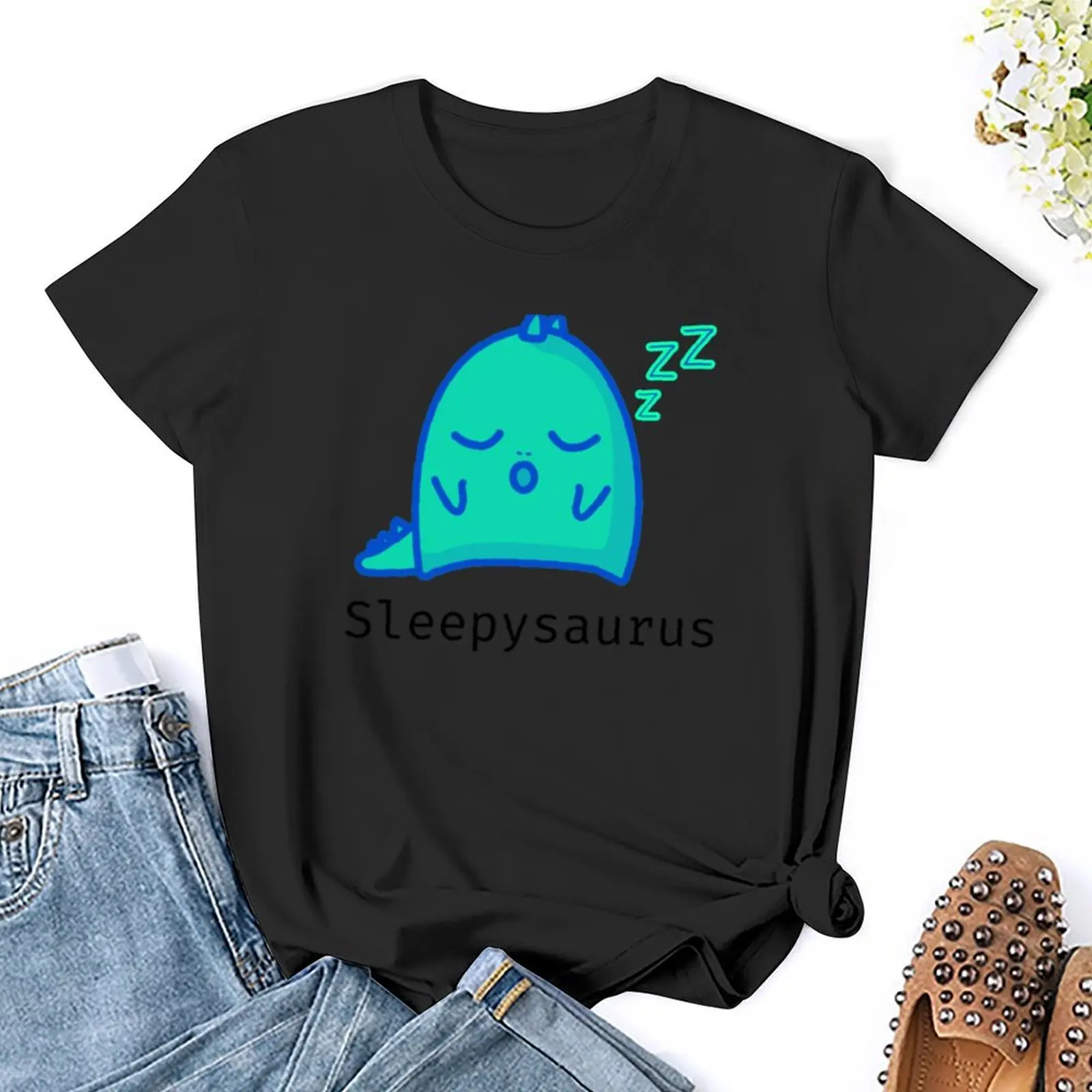 Camiseta Sleepysaurus para mujer, ropa estética, Top de verano