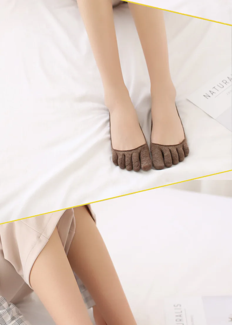 6 Paar Sommer-Zehensocken für Damen, einfache einfarbige, schweißableitende, antibakterielle, unsichtbare Mädchensocken, Laufsportsocken – Detail 9