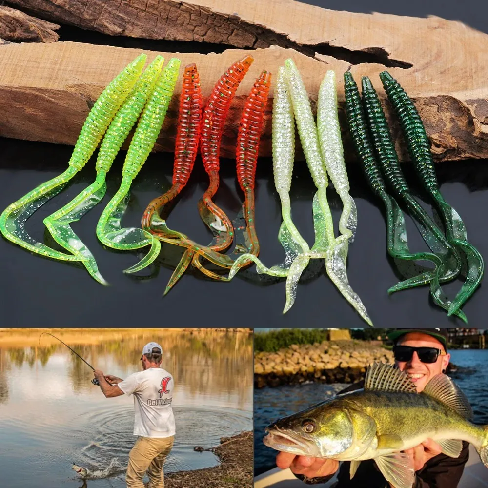 12 Stück Angelköder mit langem Schwanz, Schraubgewinde, einzelne Sichelschwänze, künstlicher Köder, 12 cm/18 cm, 2,2 g/7 g, für verschiedene Angelszenarien – Detail 5