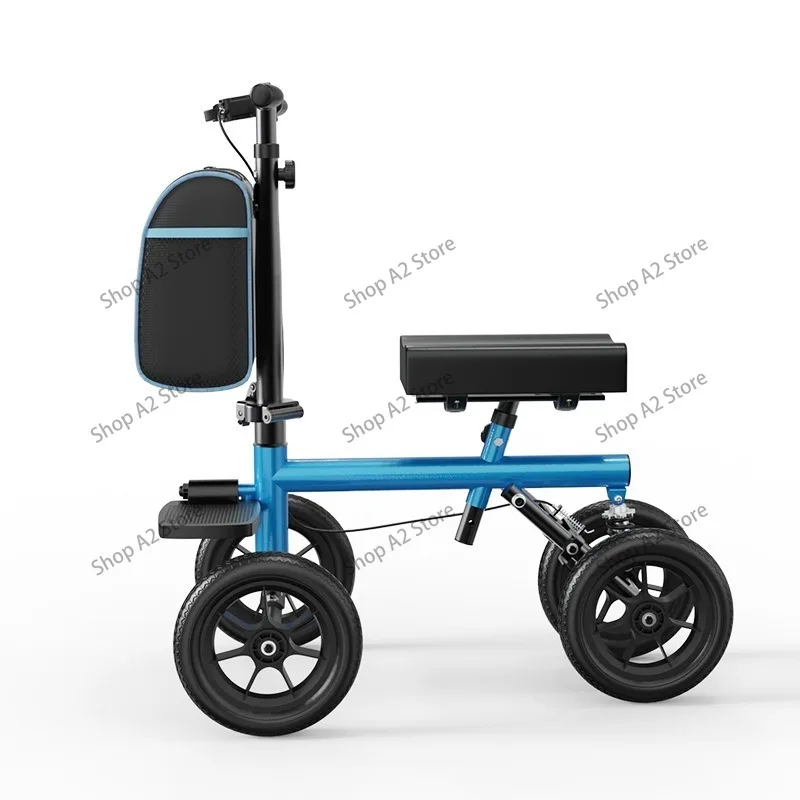 Sitting and pushing shock absorber knee car with pedal fracture leg injury walking aid foldable single leg injury knee