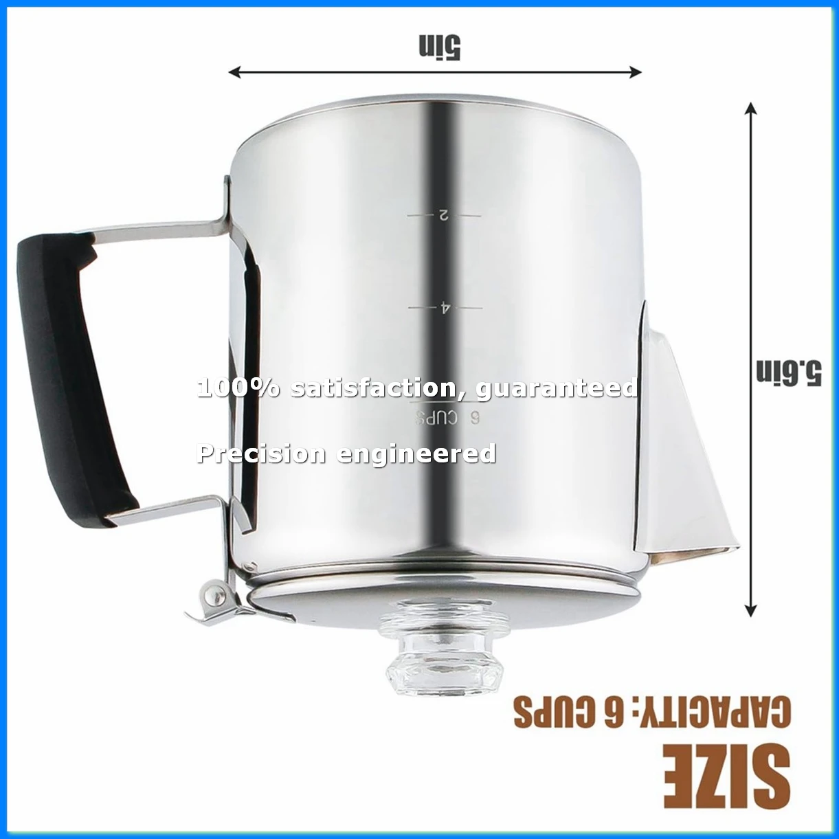 

Multi Use Percolator Coffee Pot with Heat Glass Knob & Silica Gel Handle, for Indoor Induction Cooktop, 6 Cup-ABAM