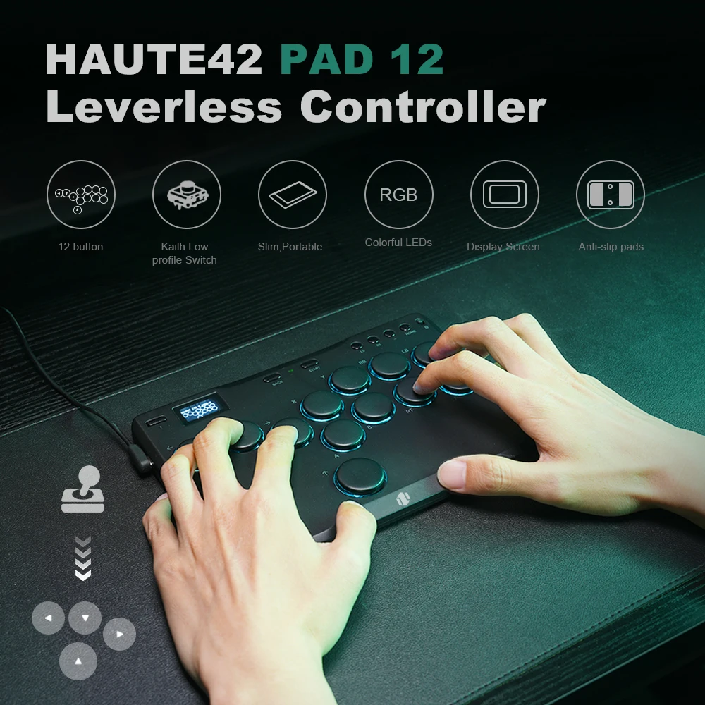 Haute42 Joystick Arcade Mini Hitbox memanfaatkan Less Arcade Controller untuk PC/PS4/PS5/Switch Leverless Arcade Stick Hitbox Fighting