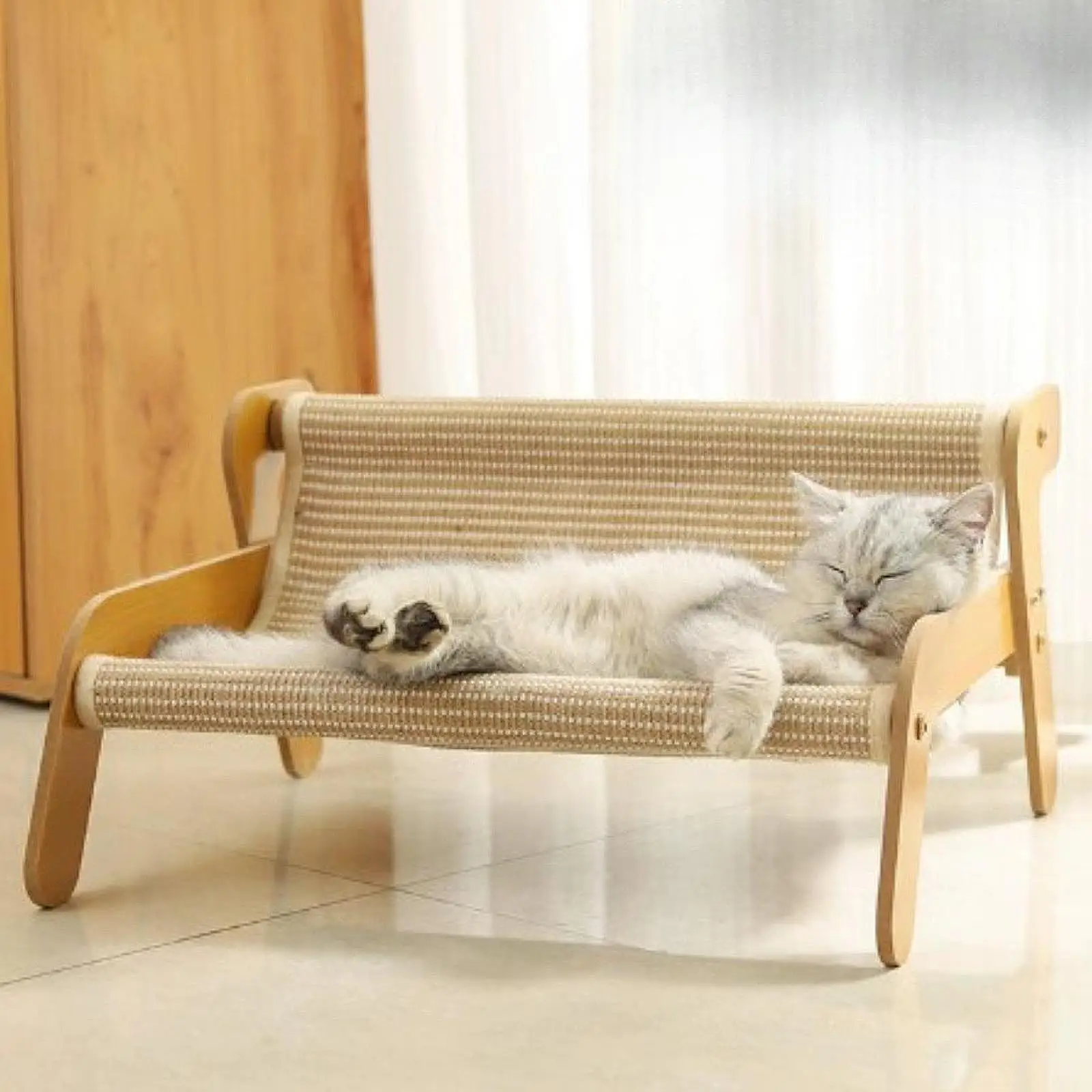 Almohadilla lino lavable repuesto para hamaca elevada de gatos - imagen 2