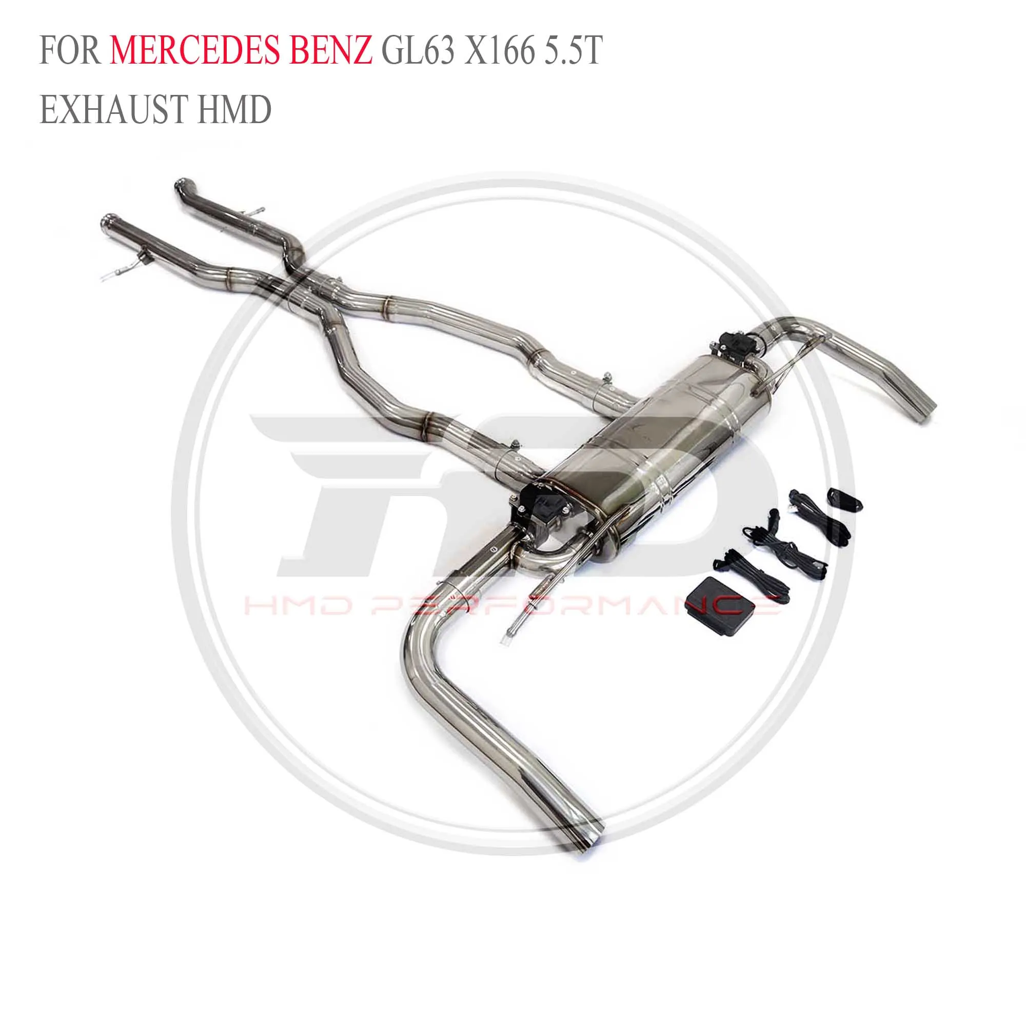 HMD exhaust system For Mercedes benz  GL63 X166 5.5T exhaust catback valve exhaust Customizable logo tips