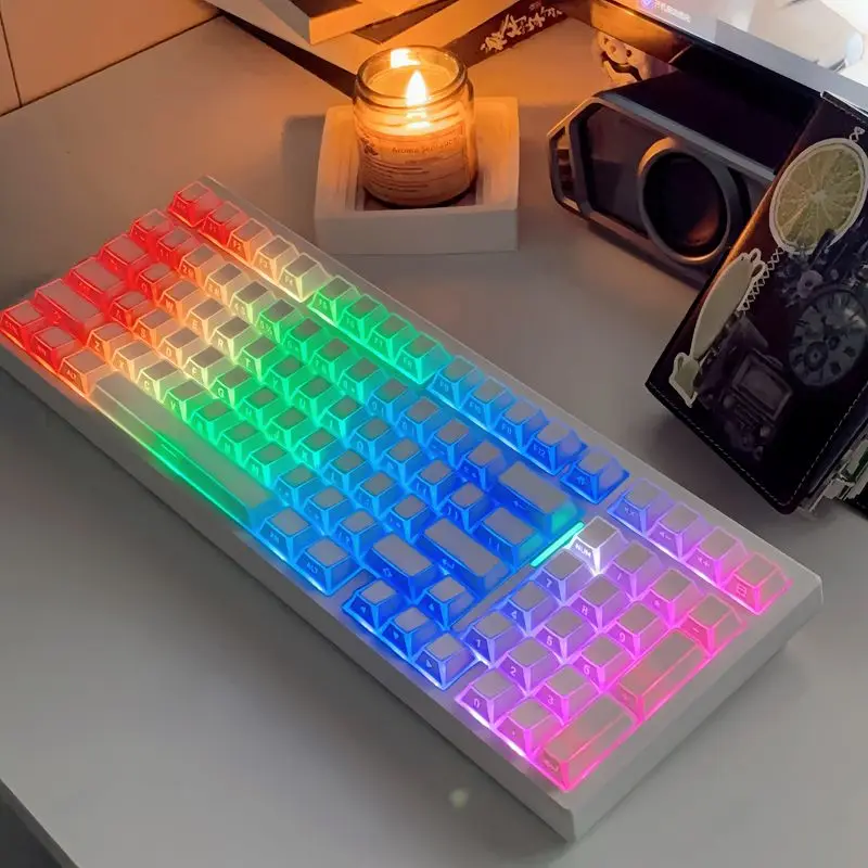 Engraved translucent and folded shadow compatible mechanical keyboard 60-108 ev63 keycap keyboard cap