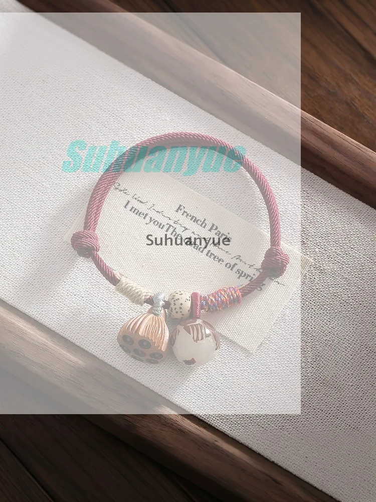 خمر بودي الخشب زهرة اللوتس سحر المنسوجة أساور مضفرة للنساء الرجال اليدوية حبل سلسلة أساور