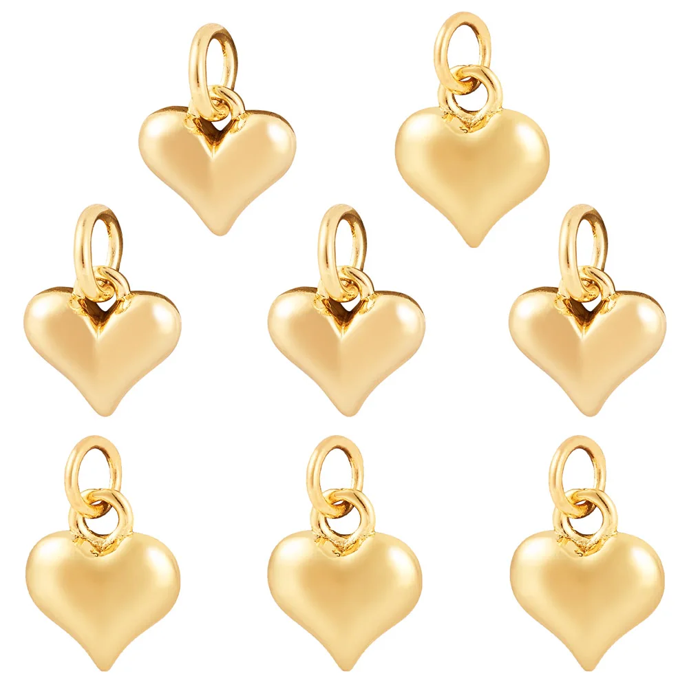 8Pcs Brass Small Heart Charms Pendants 2 Sizes for Jewelry Making Handmade Fashion Bracelets Earrings Necklace Diy Accessories