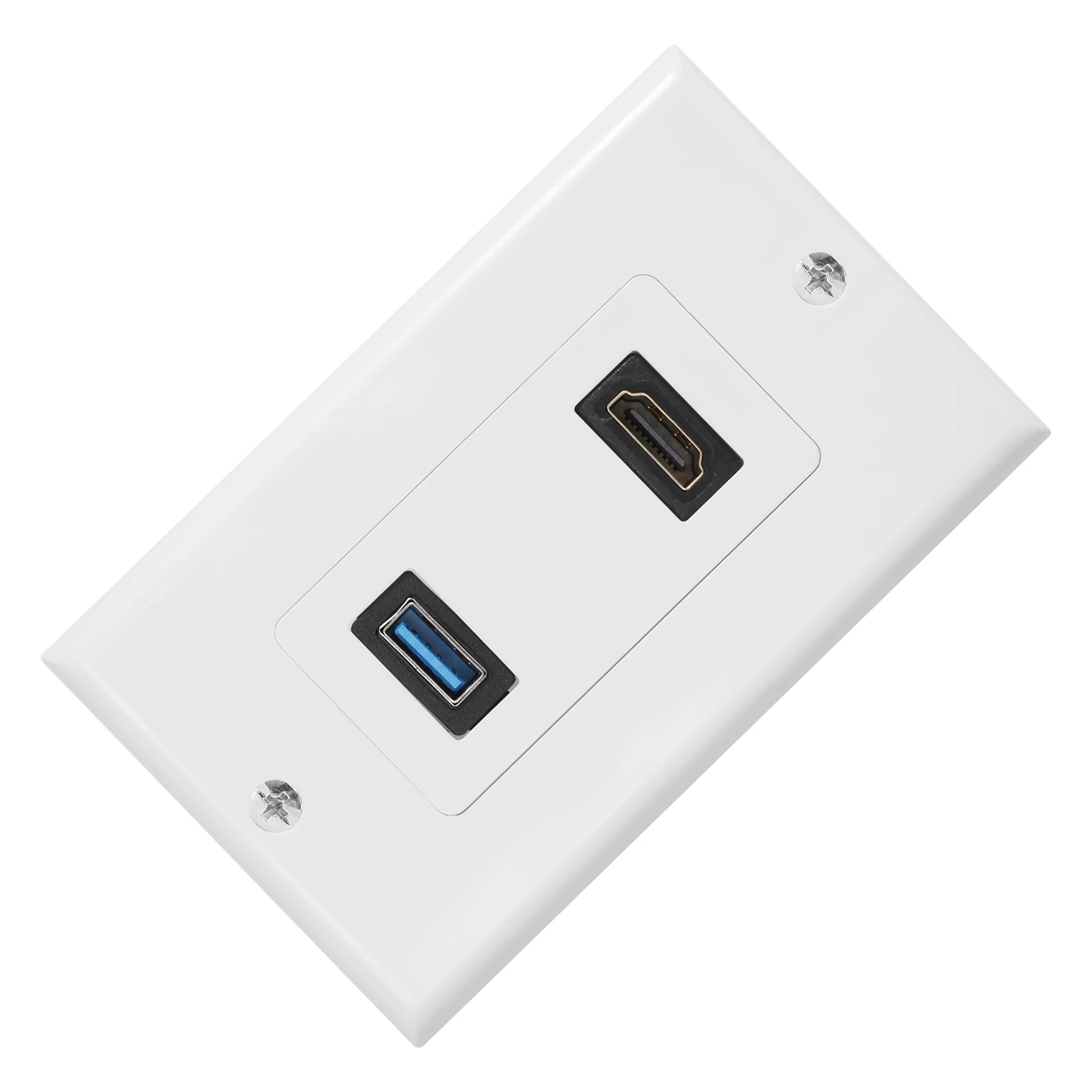 1x 2Port HDMI+USB 3.0 Female Wall Face Plate Panel Outlet Socket Extender White