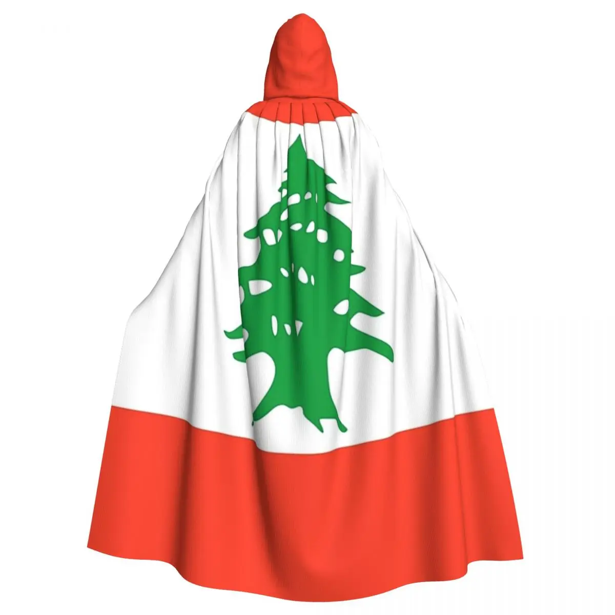 Lebanon Flag Long Hooded Cloak Witch Medieval Costume Cosplay Cape HalloweenParty Adult Unisex