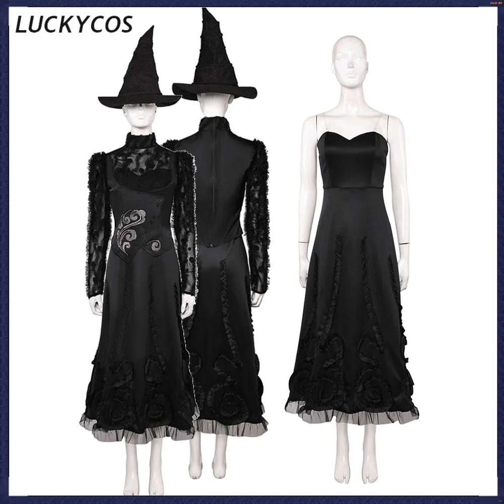 Elphaba Cosplay Wicked Disguise Costume Adult Women Halloween Carnival Dress Hat Witch Shirt Cap Outfits Party Suit