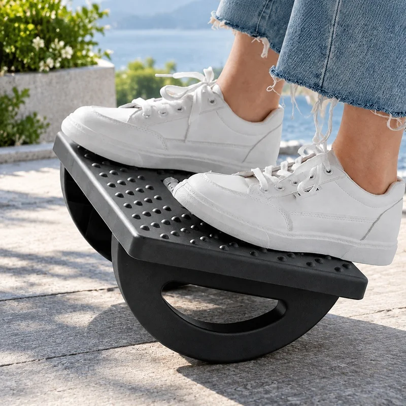Portable Foot Stool with Massage Rollers Ergonomic Design for Office and Home Under-Desk Comfort