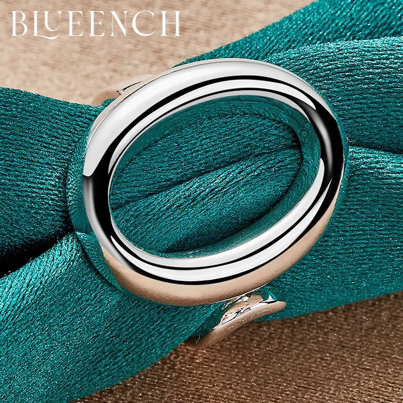 Blueench 925 Sterling Silver Circle Adjustable Ring for Women Proposal Party Personality Fashion Charm Jewelry