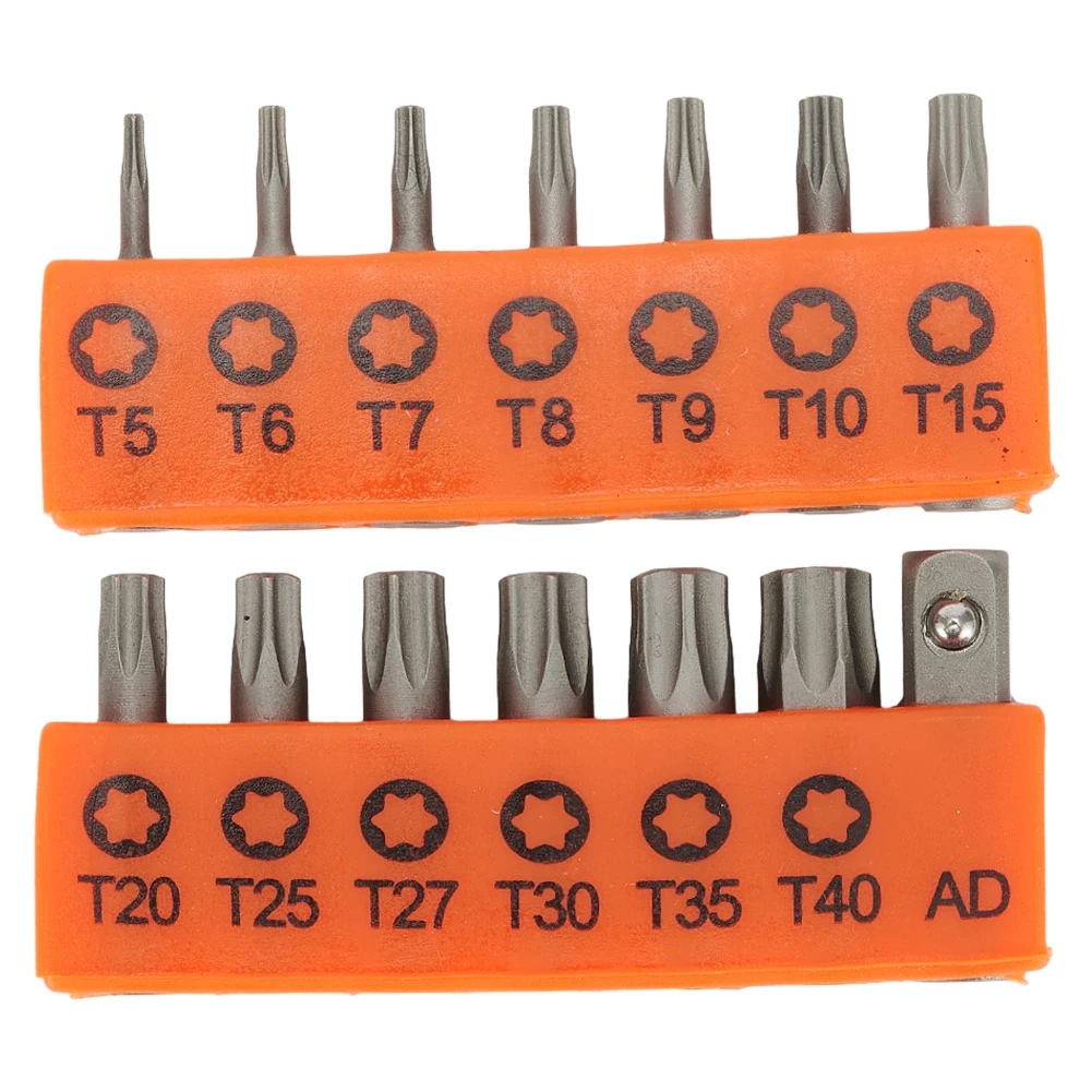 14-Piece 25mm Alloy Steel Torx Screwdriver Bit Set Flat Head Hexagonal 1/4in Hex Shank, Electric Star Bit Set For T5-T40 Tasks