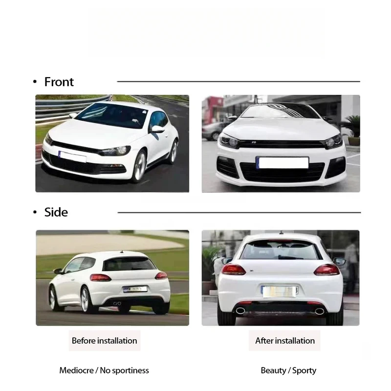 V SCIROCCO R Front Bumper and Rear Bumper Assy Tuning Parts PP Material 2015- Car Body Kits