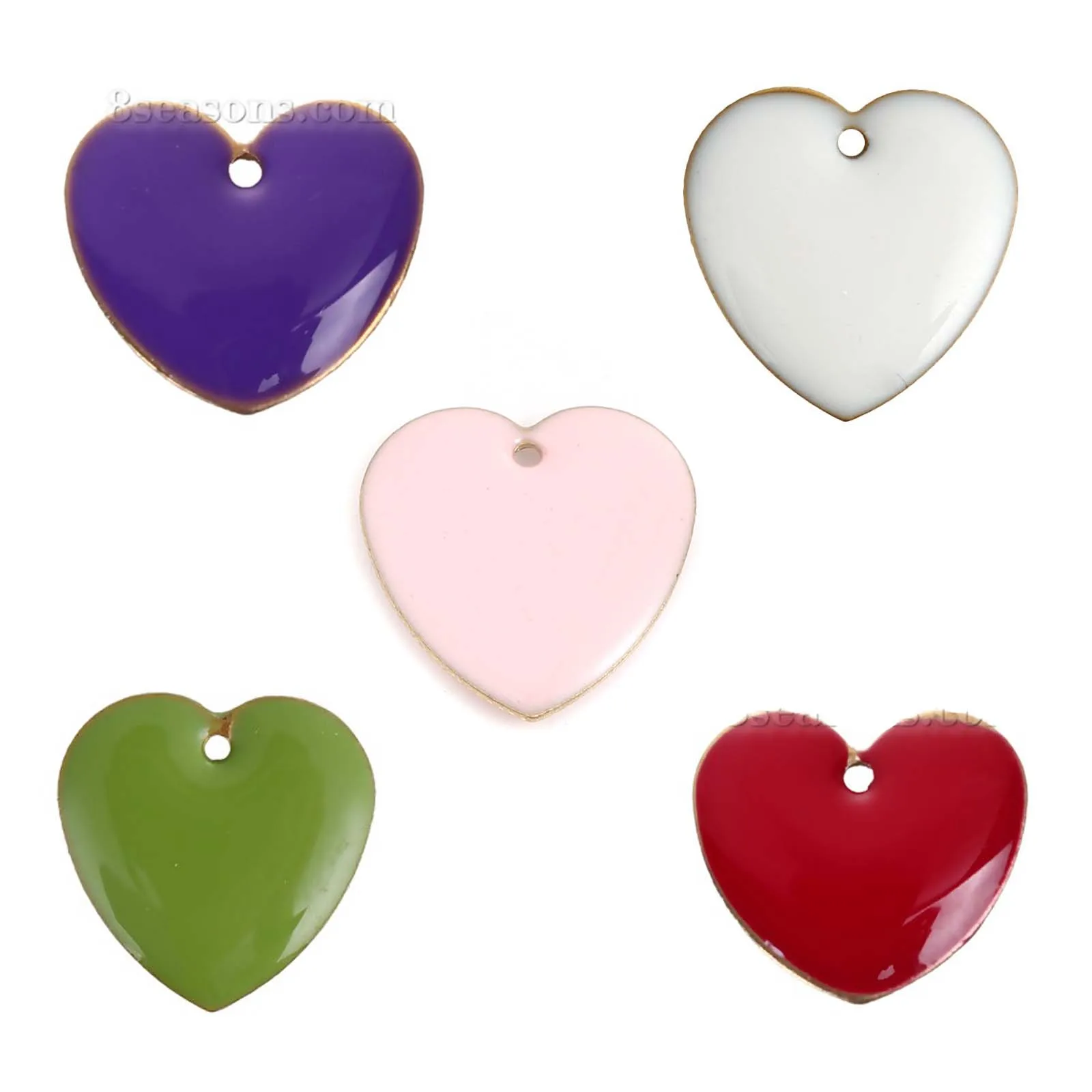 10pcs Brass Enamelled Sequins Charms Heart Unplated Multicolor Enamel Pendants DIY Necklace Earrings Jewelry Findings 16mm x16mm