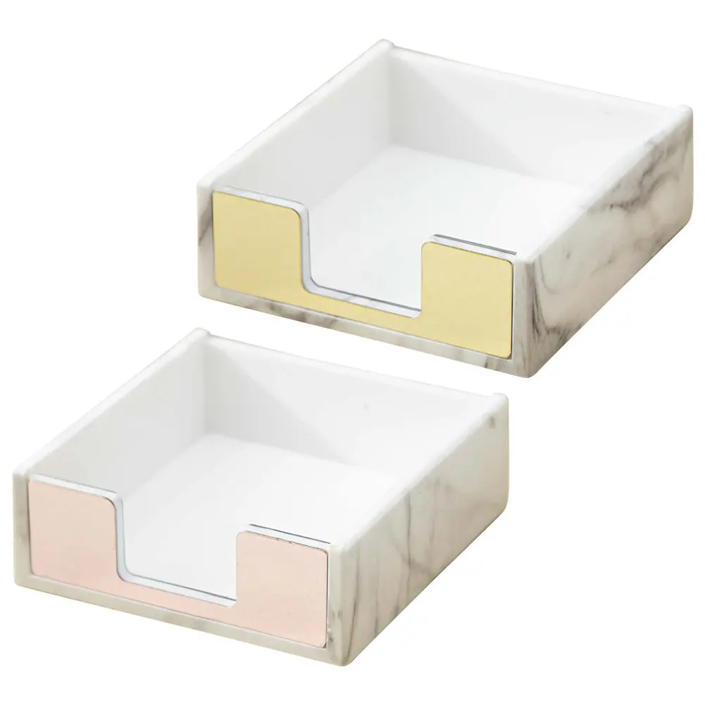 Marble Acrylic Desktop Organizer Box for Office, School, Locker – 2pcs Storage for Makeup, Stationery & Sundries