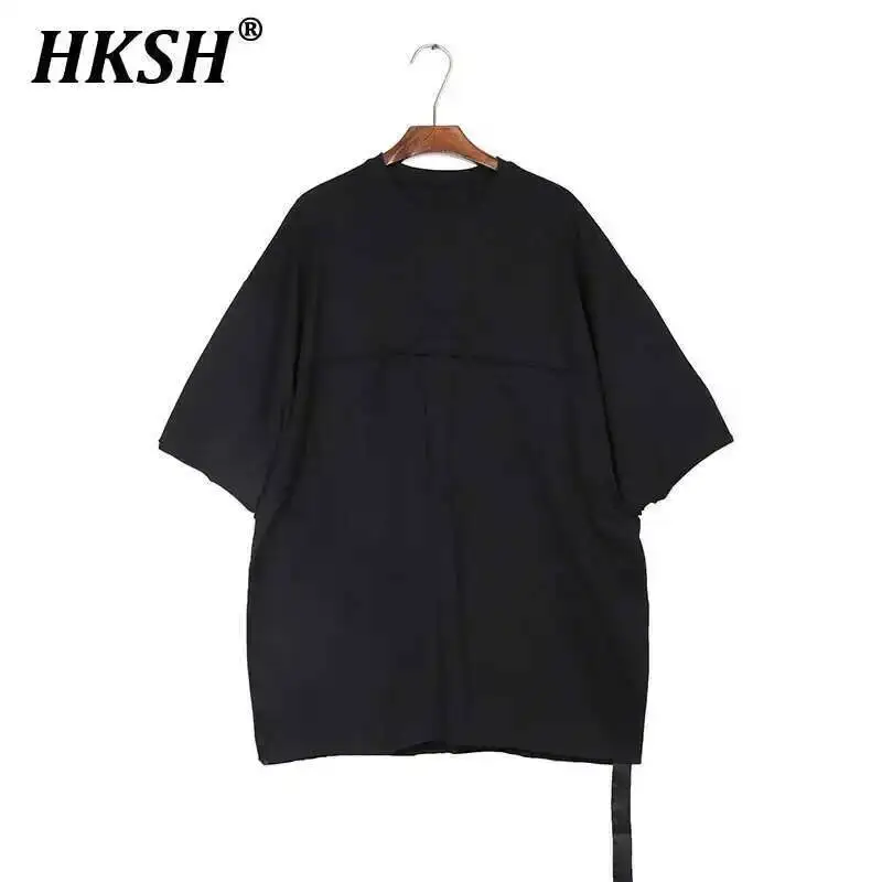 

HKSH Summer New Men's Chic T-shirts Dark RO Loose Fit Splicing Deconstructed T-shirts Half Sleeves Gothic Streetwear Tees HK1983