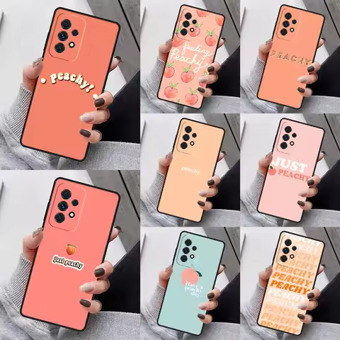Pink Peaches Peachy Pattern Phone Case For Samsung Galaxy S23 S21 S20 FE S24 S22 Ultra Note20 S10 S9 S8 Plus A40 A52 A12 A13 A53