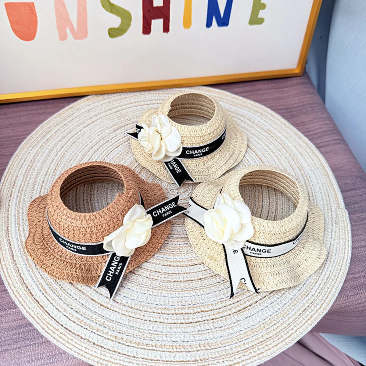 

Cute Plush Doll Exquisite Clothing Accessories Camellia Straw Hat for Labubu Clothing DIY Accessories Gift