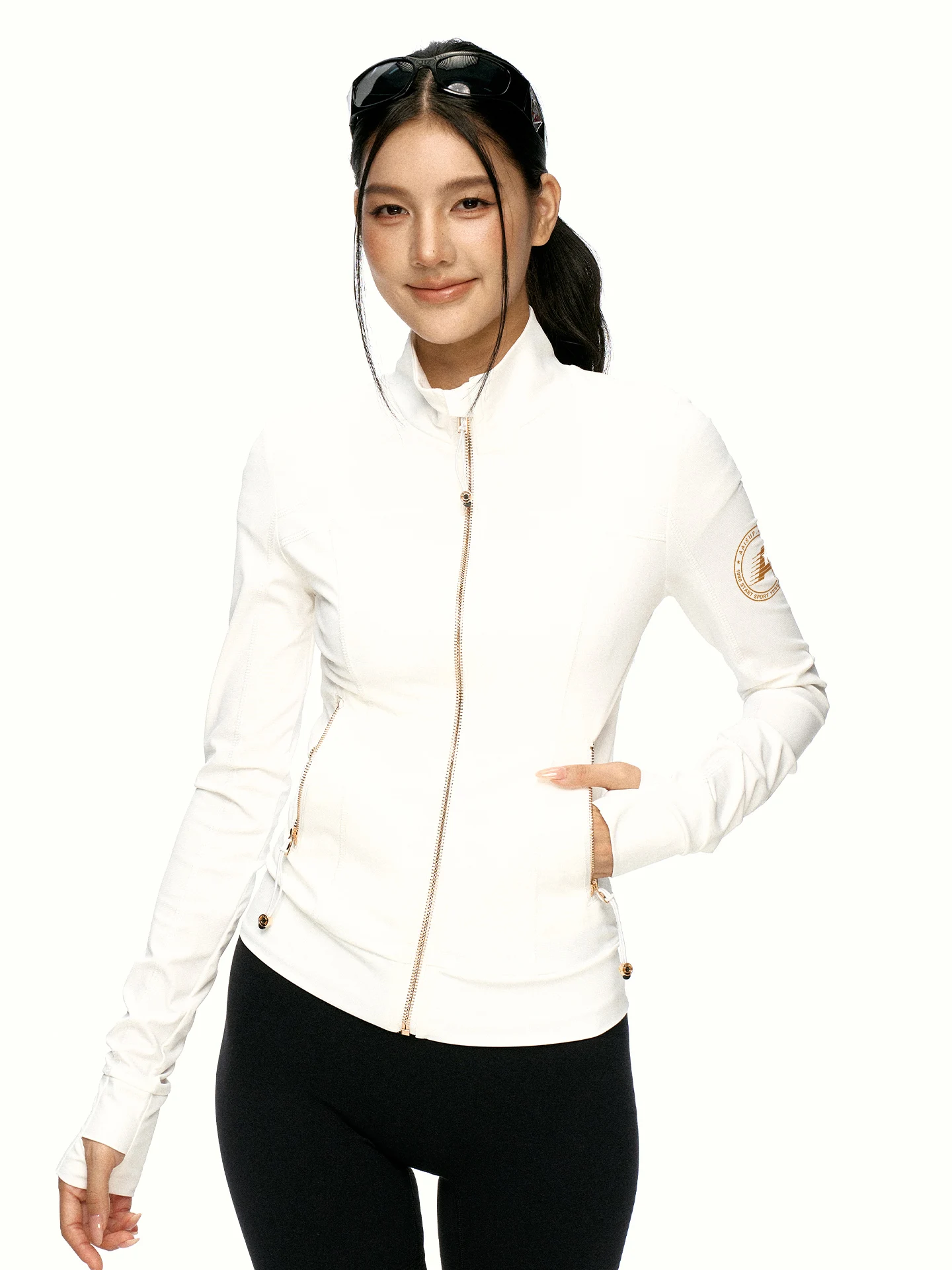 Aaisup White Badge Stand Collar UV Protection Outerwear Women Summer Lightweight Sunscreen Outdoor Zipper Sports Jacket