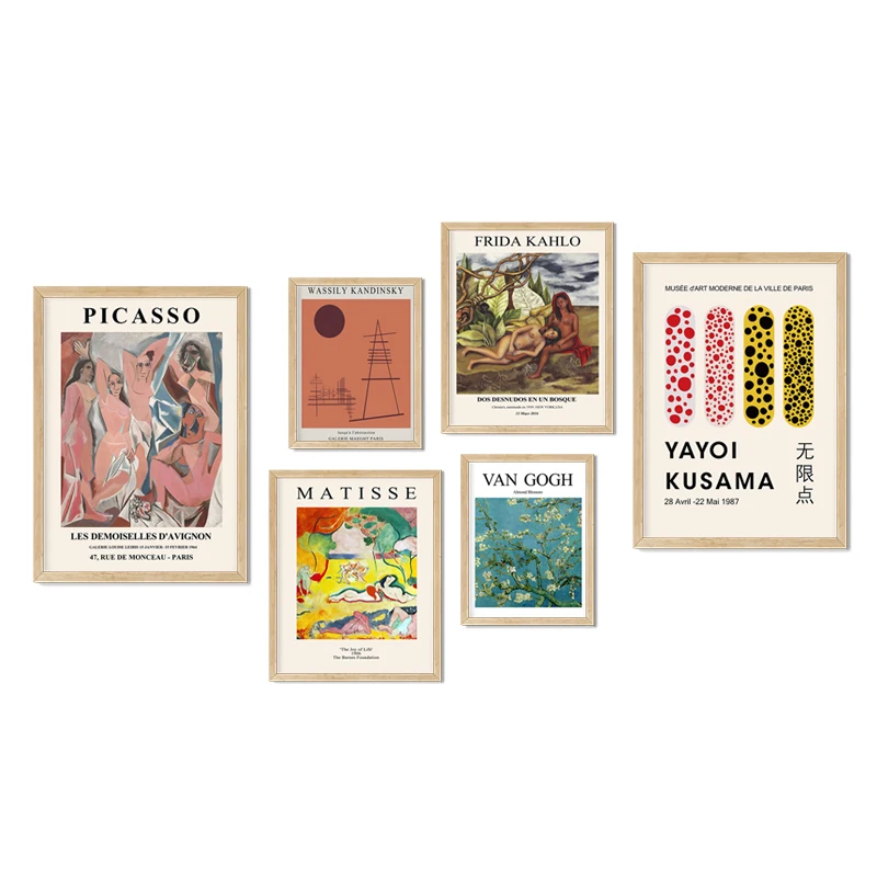 

Van Gogh Matisse Picasso Yayoi Kusama Art Print Poster Canvas Painting Vintage Abstract Decorative Wall Pictures for Living Room