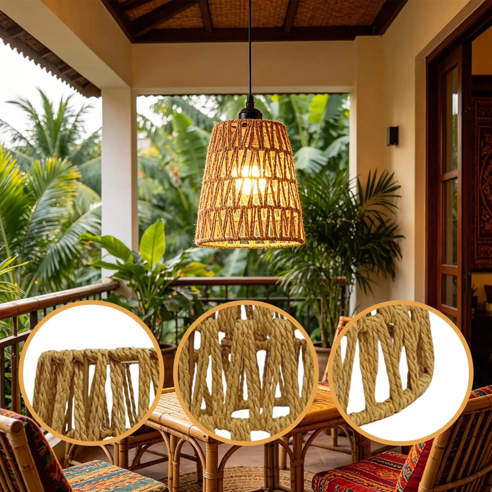 ヴィンテージ中国デザインペンダントランプシェード手織り素朴なライトカバーライトシェードキッチンアイランドダイニングルームレストラン用