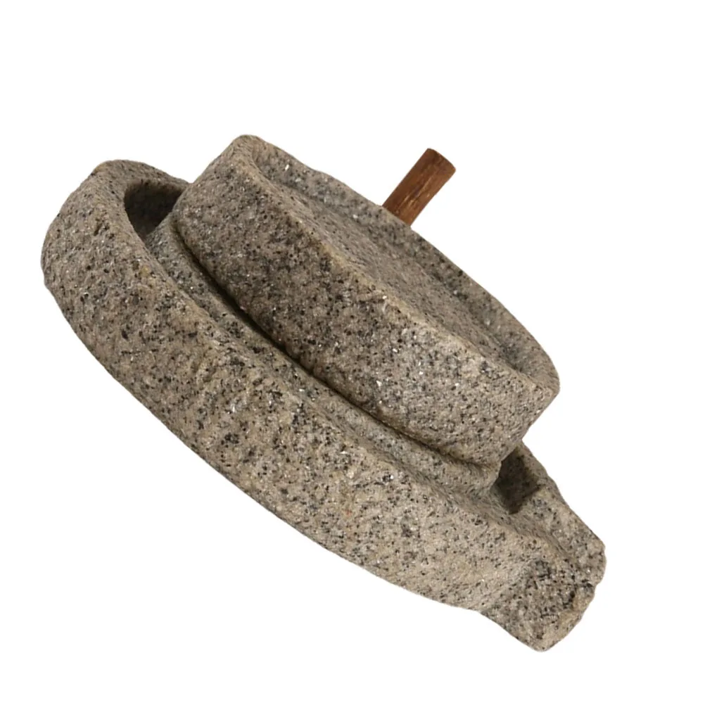 

1Pcs Stone Mill Shape Resin Flowerpot Dark Gray Durable Desktop Decor Tabletop Flowerpot Office Garden Plant Container
