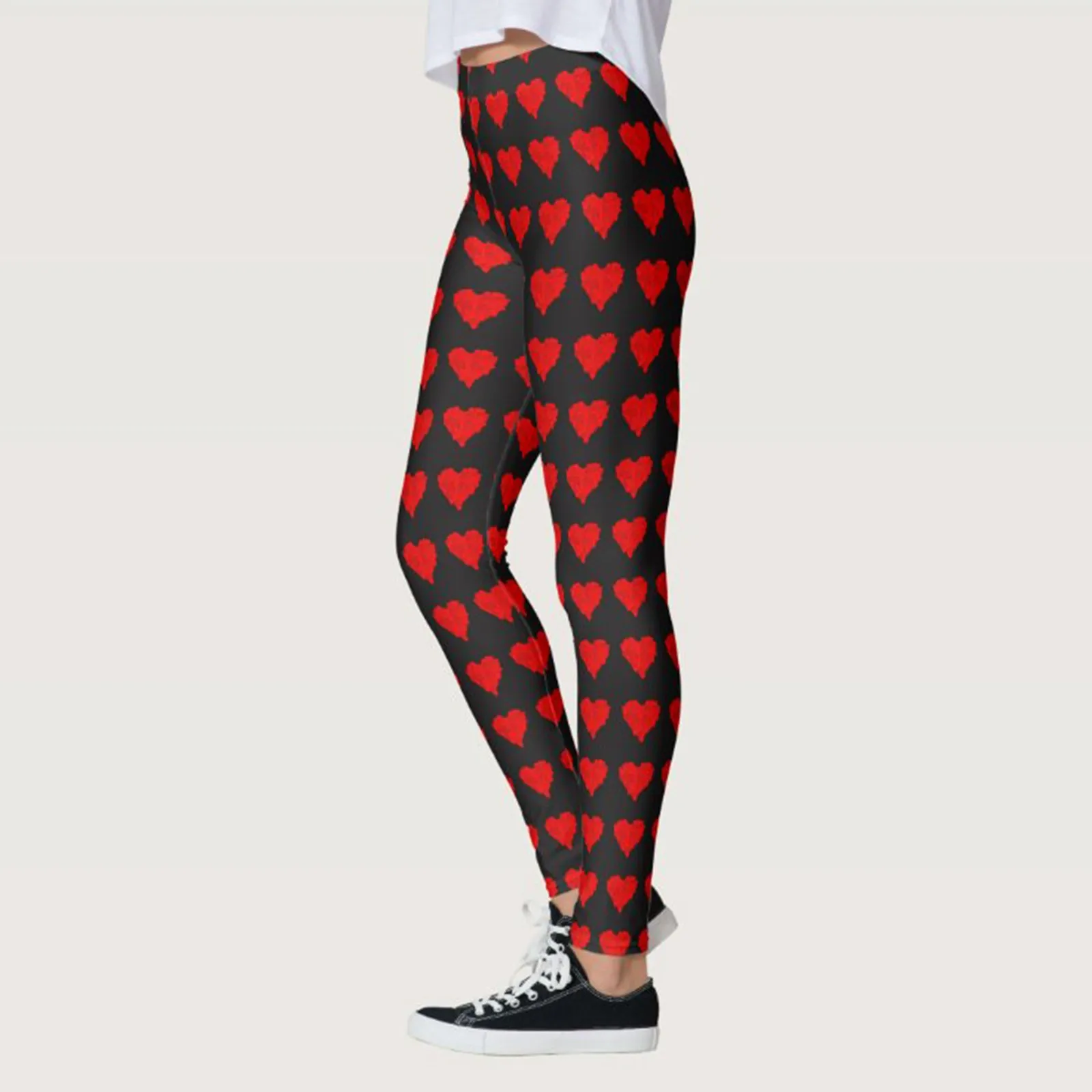 Woman Love Print Valentine Leggings Butt Lift Elastic High Waist Slim Pants Y2k Gym Sports Jogger Pants Female Outwork Bottoms