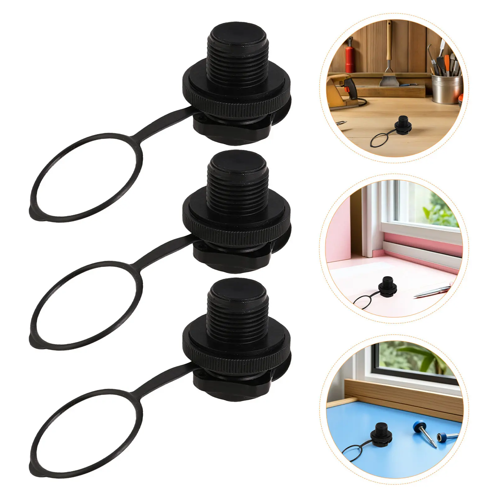 Juego de 3 Tapones de Aire en Espiral de Repuesto con Rosca de 22 mm para Embarcaciones Inflables, Kayaks, Colchones de Aire de PVC, Botes de Piscina, Dingis, Canoas