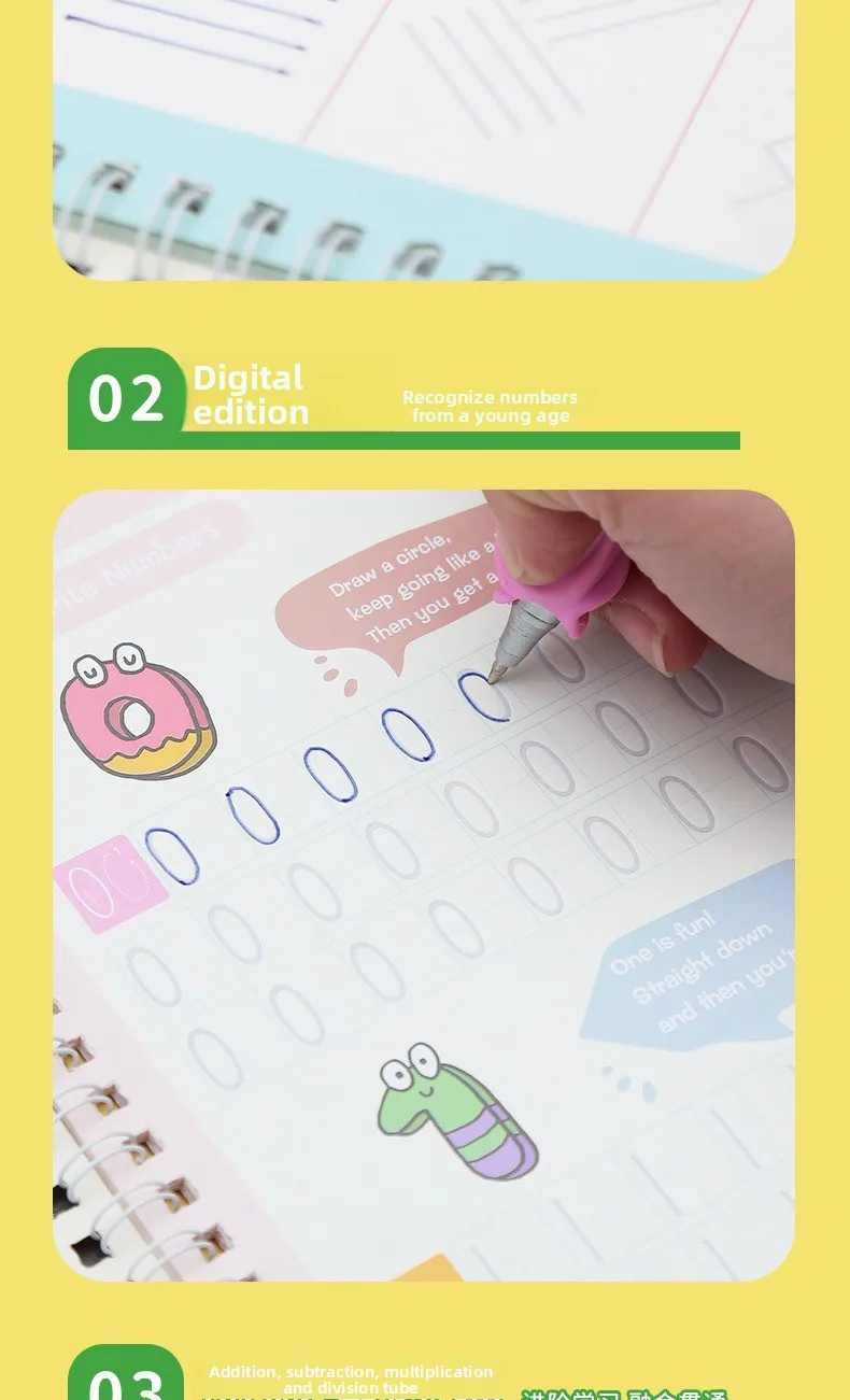 Groove Control Pen-Übungskalligraphie für Kinder, englische alphanumerische mathematische Zeichnung, Trainings-Übungsbuch – Detail 4
