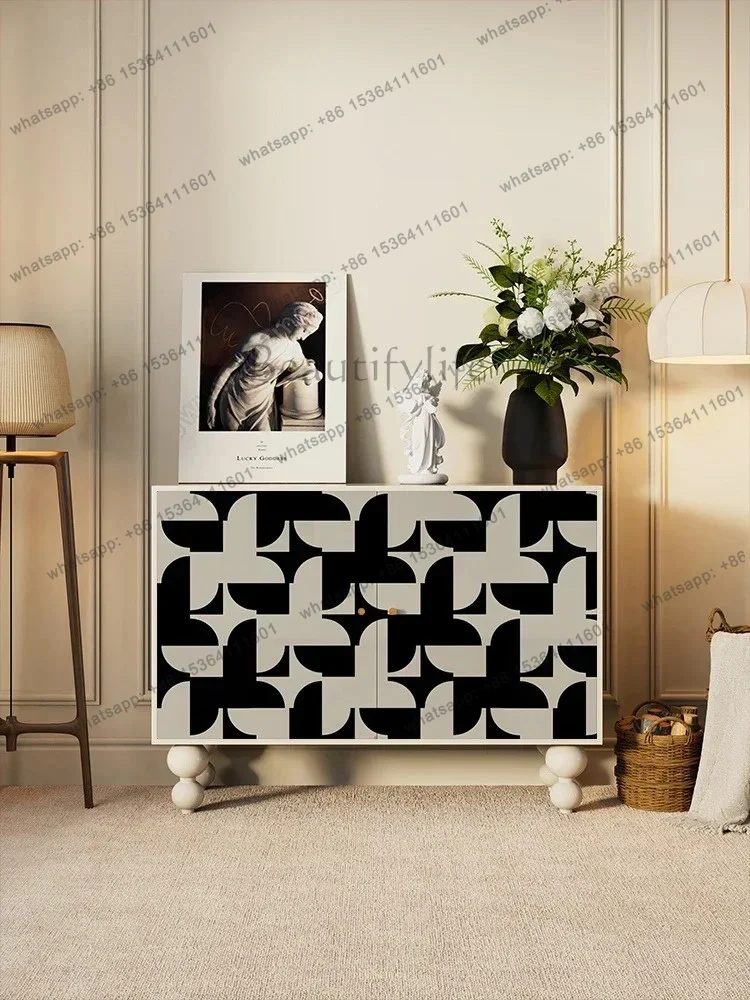 Nordic Black And White Art Foyer Cabinet, Modern And Minimalist Shoe Cabinet For Entering Households