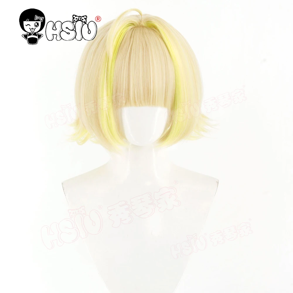 Eli شعر مستعار تأثيري HSIU 30 سنتيمتر البيج مزيج شقراء الشعر القصير مقاومة للحرارة الباروكات + غطاء شعر مستعار لعبة NIKKE آلهة النصر إيلي تأثيري