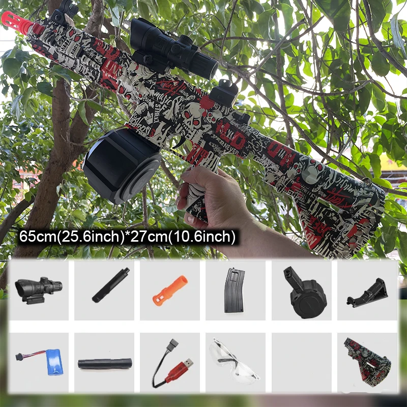 مسدس لعبة مع قابس برتقالي ومجلة مزدوجة للألعاب التفاعلية الخارجية ، انفجار عالي السرعة ، كرة جل ، V, M416