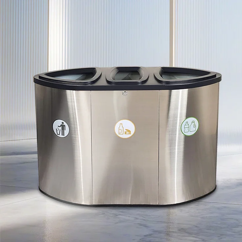 Custom 168L Indoor Metal Garbage Bin Standing Structure Airport or Hospital Use Factory Made Storage Bucket