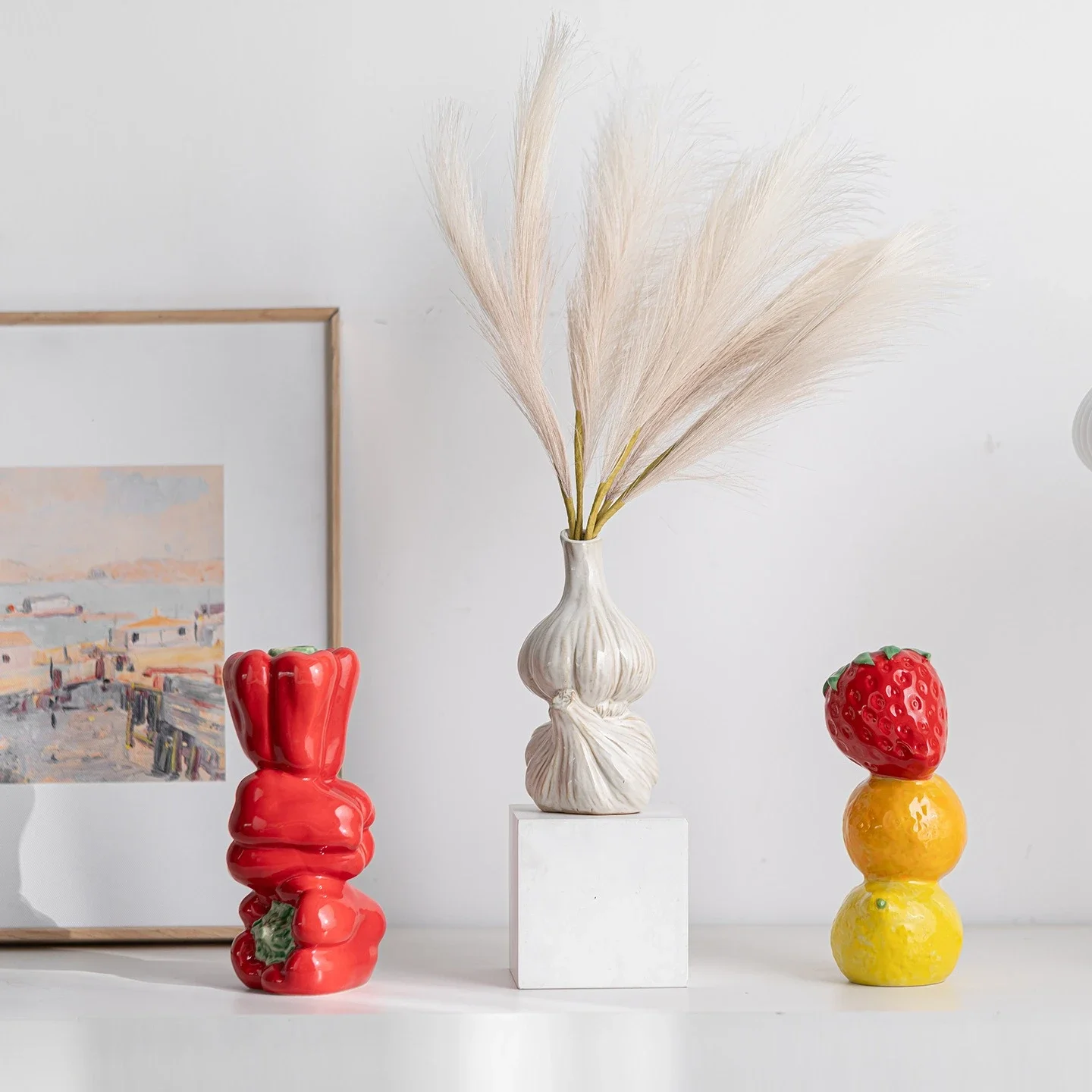 Ceramic Candle Holder Cartoon Fruit Candle Stand Strawberry Sweet Pepper Candle Stick Holder Home Decoration Accessories