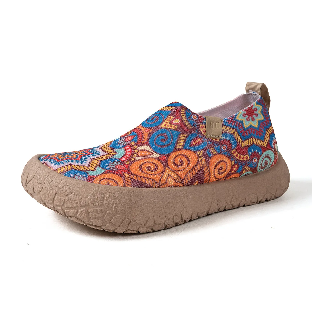 Boho-Slipper mit Blumenmuster für Damen, atmungsaktiv, rutschfest, flache Sohle, täglicher Komfort, Outdoor-Walking, Freizeitschuhe – Detail 6