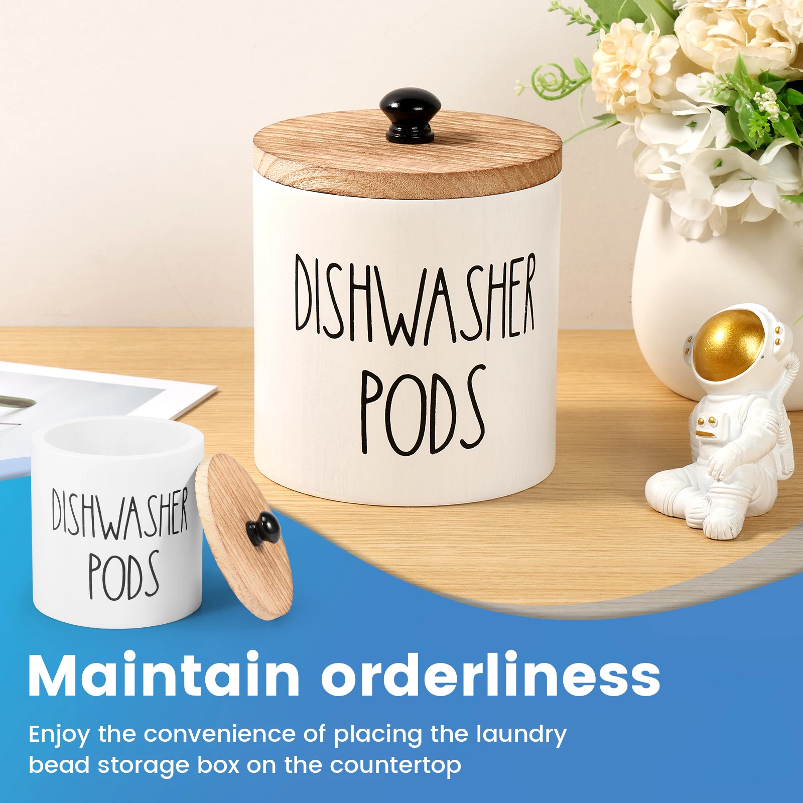Laundry Pods Container with Lid Stylish Dishwasher Tablet Container Dishwasher Storage Box Holds Sealed Scent Beads Organizer