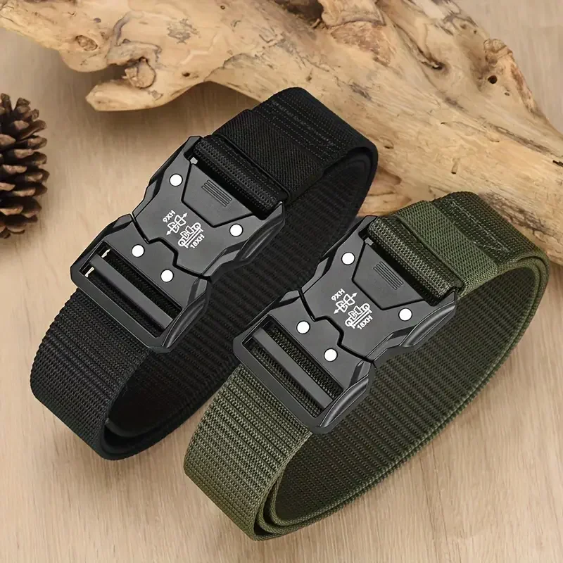 Cinturón militar para hombre, caza al aire libre, táctico, Montañismo al aire libre, multifuncional, táctico, tela de nailon, cinturón para pantalones tejidos