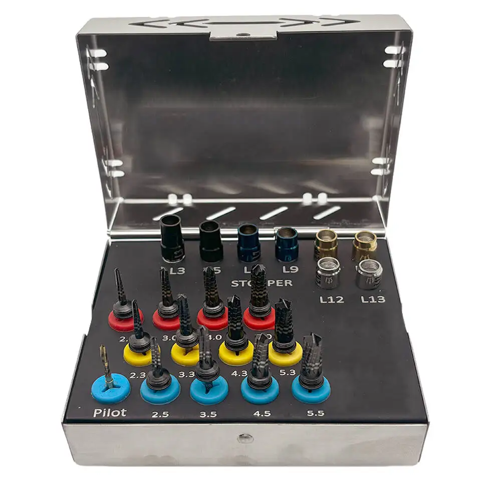 

21Pcs Dental Surgical Implant System Drivers with Stoppers Dentist Osseodensification Bur Drills Kit