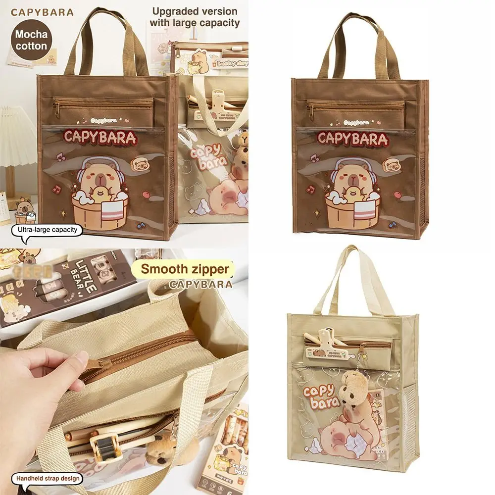 New Capybara File Bag Thickened Canvas File Pouch Zipper Storage Bag Student