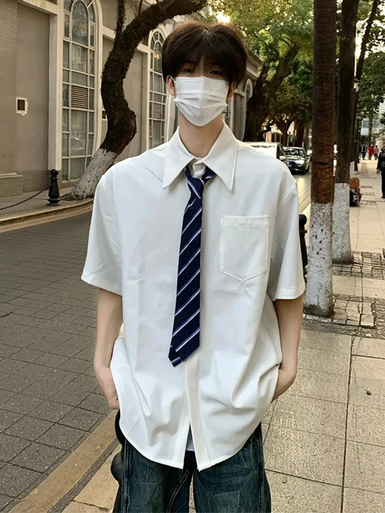 

White ort Sve Collar irt Men's Summer Japanese College Sle Layering DK irt CleanFit Inner Wear Outerwear