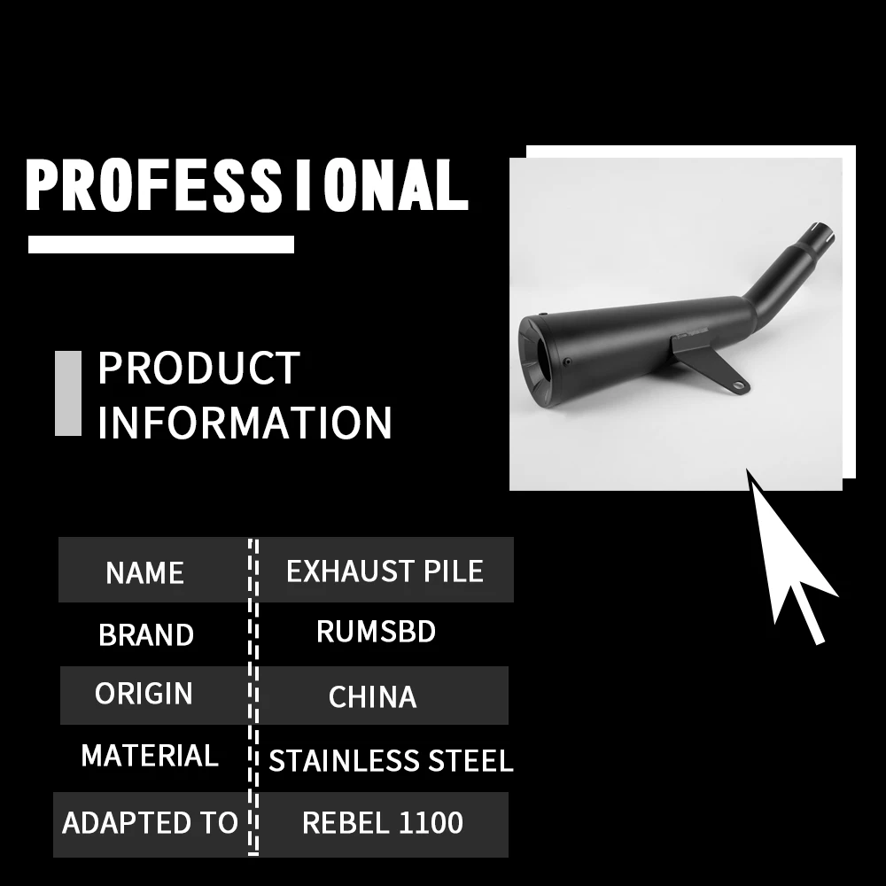 Motorcycle Accessories Exhaust Muffler Pipe Black Stainless Steel Long Type For Honda Rebel CM1100 CMX1100 CM 1100 2021-2023