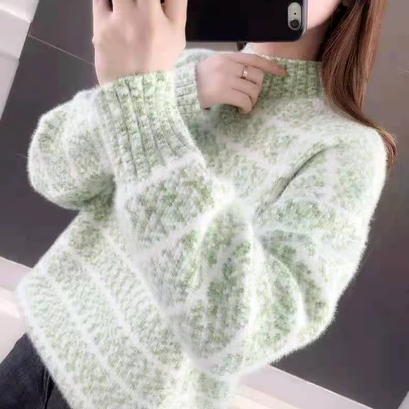 

Женские пуловеры, универсальные лоскутные элегантные пуловеры с воротником-стойкой, уютные свободные осенние женские свитера для студентов, популярный дизайн в стиле ретро