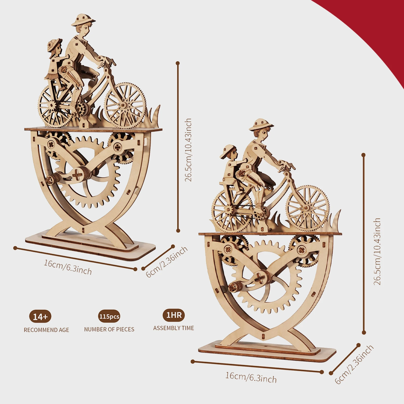 Rompecabezas de madera 3D para padre e hijo, hija, Kits de modelos de montaje de bicicleta hechos a mano, decoración creativa, 2 uds.