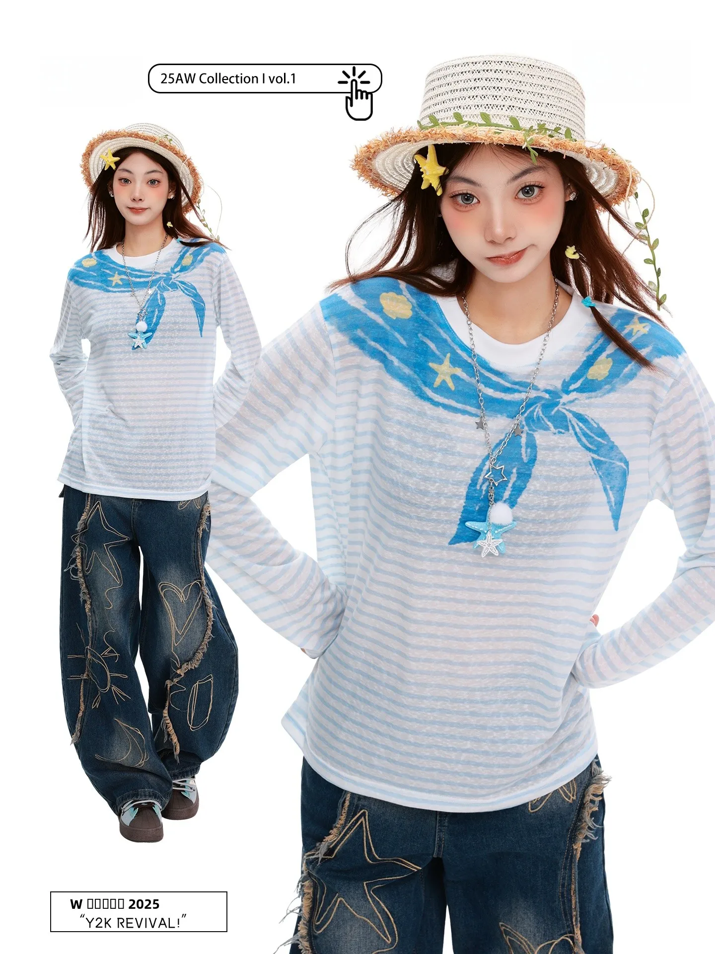 

PBB American Street Sle Scarf Printed Long Sve Women's Base Layer T-irt Fun Breathable Cover up Early Autumn New Lazy ...