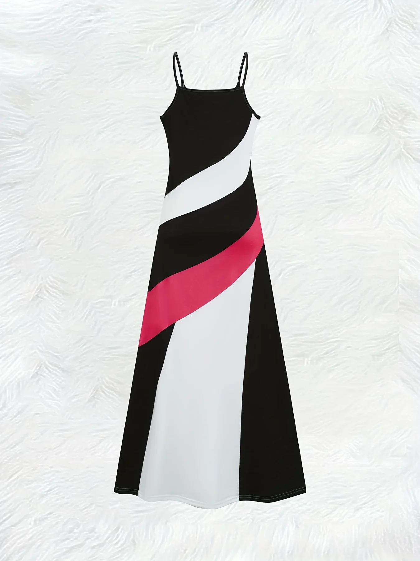 Printed Design Casual Slant Stripe Contrast Print Slip Maxi Skirt