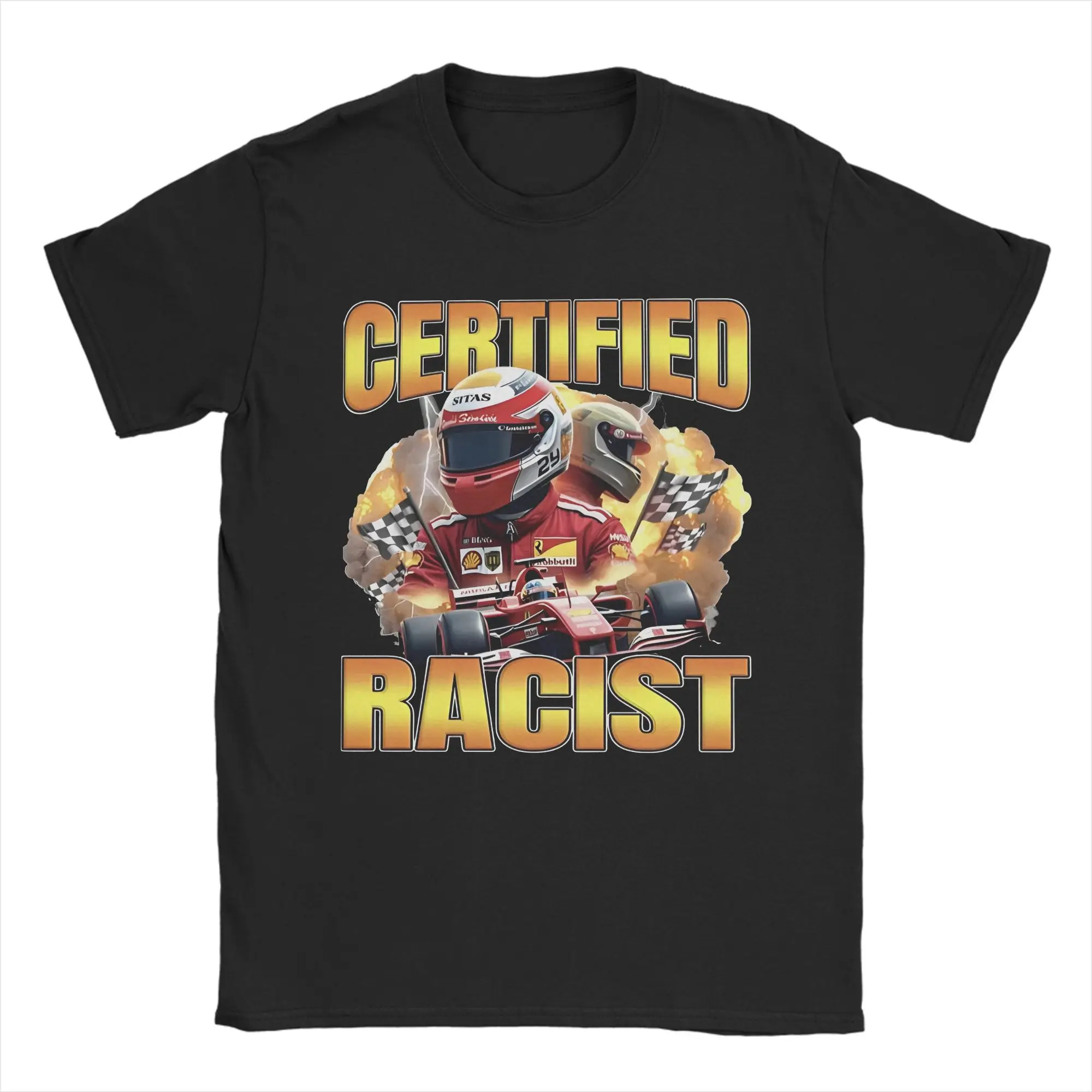 Professionell zertifizierte Racist T-Shirts, Racing-Meme-Baumwollkleidung, lustiges Kurzarm-T-Shirt mit Rundhalsausschnitt, Geschenkidee, T-Shirt – Detail 4