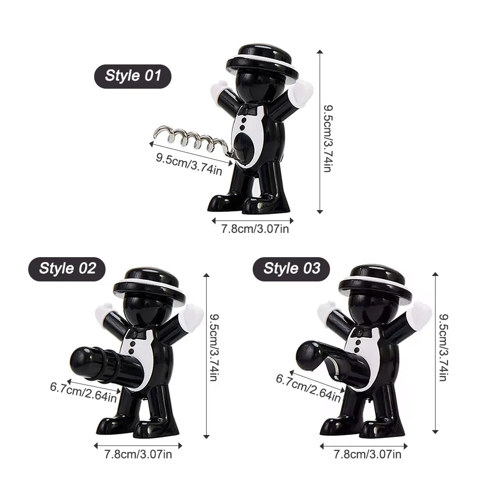 Black Cool Man Bottle Opener Effortless Wine Screw Remover Red Wine Stopper Beer Bottle Open Tool view 6