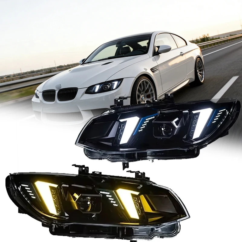 

Фара для BMW 3 серии E92 E93, светодиодная фара 2010-2013, фары DRL, указатель поворота, дальний свет, линза проектора «ангельский глаз»