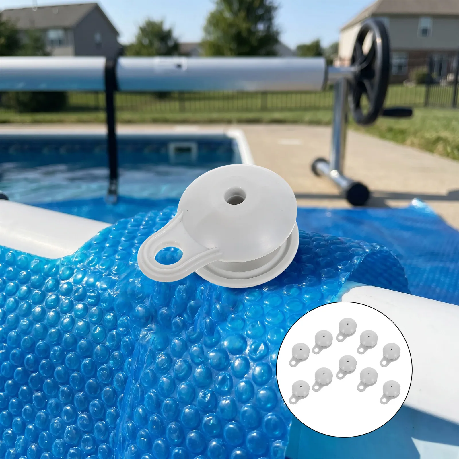 10Pcs Pool Cover Clips Heavy Duty Solar Blanket Clips Swimming Pool Solar Cover Reel Attachment Above Ground Reel Parts Plastic